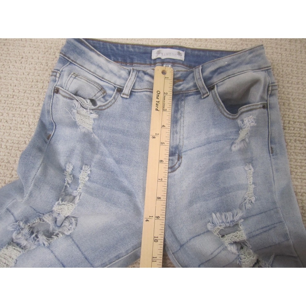 Bamboo Jeans Womens 7‎ Light Wash Blue Distressed Ripped Skinny Stretch Denim - Picture 3 of 10